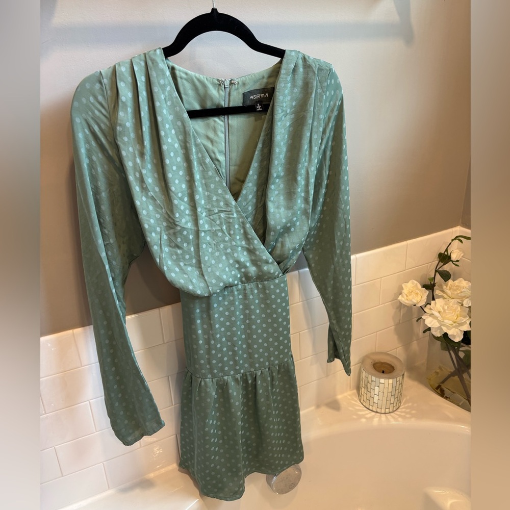 4SI3NNA Green Polka Dot Women's Dress